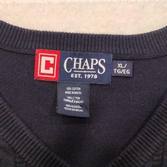 Chaps sweater vest xl navy blue 100%cotton - Picture 3 of 8